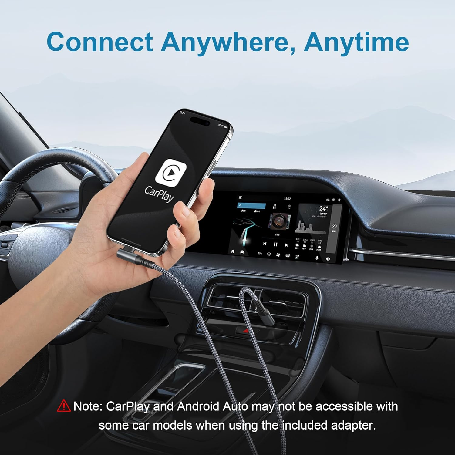 Basesailor for Apple Iphone 16 15 Pro Max Charger Cable 3M,USBC to USB C Cord 100W with USB Adapter,Pd Fast Charging Car Carplay Cord for Iphone 16 15,Ipad 10Th Air 5Th Mini 6 7Th Generation,17 image number 2