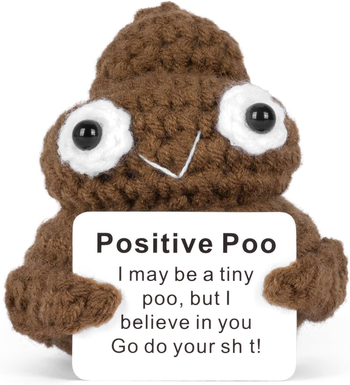 Funny Positive Poo, Cute Crochet Potato Partner Toy with Positive Card Cheer up Funny Gag Gifts for Best Friend Birthday Housewarming Women Teacher Fall image number 3