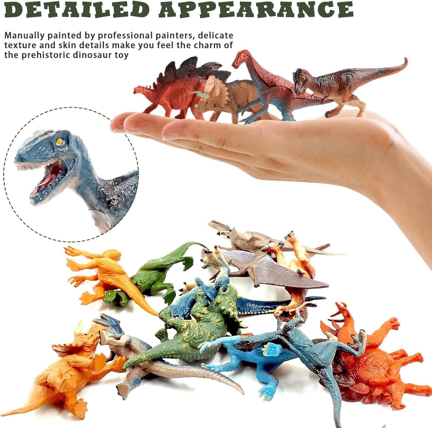 9Cm Dinosaur Figures - 12 Plastic Dinosaur Toys for Boys & Girls - Plastic Dinosaurs - Assorted Dinosaurs Include T-Rex & More - Dinosaur Toys for Kids 3-5+ image number 3