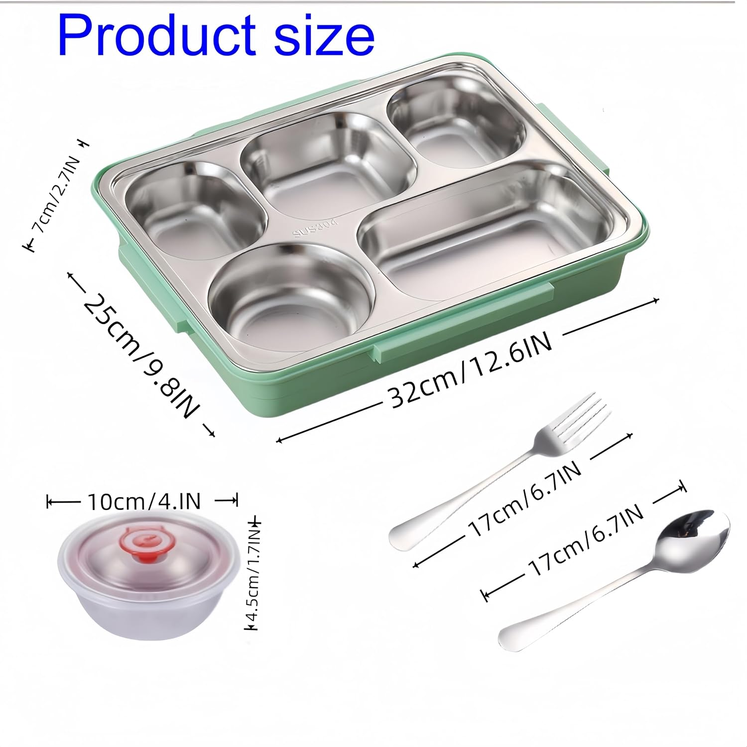 Febohao Stainless Steel Lunch Box Adult 2000Ml Reusable Smash Bento Box Leak Proof Insulated Food Snack Container with Lid Meal Prep image number 5
