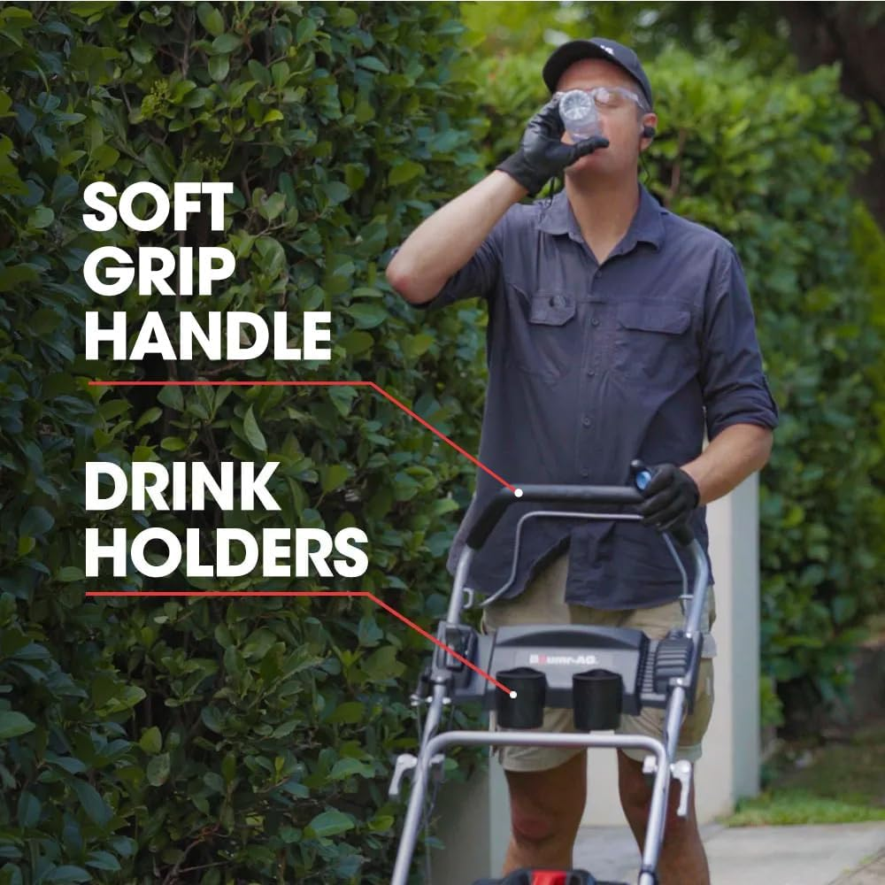 Baumr-Ag 18" 150Cc Self Propelled Lawn Mower, 7 Height, Steel Deck, Cup Holders, 4-Stroke Petrol Lawnmower - 740SX image number 3