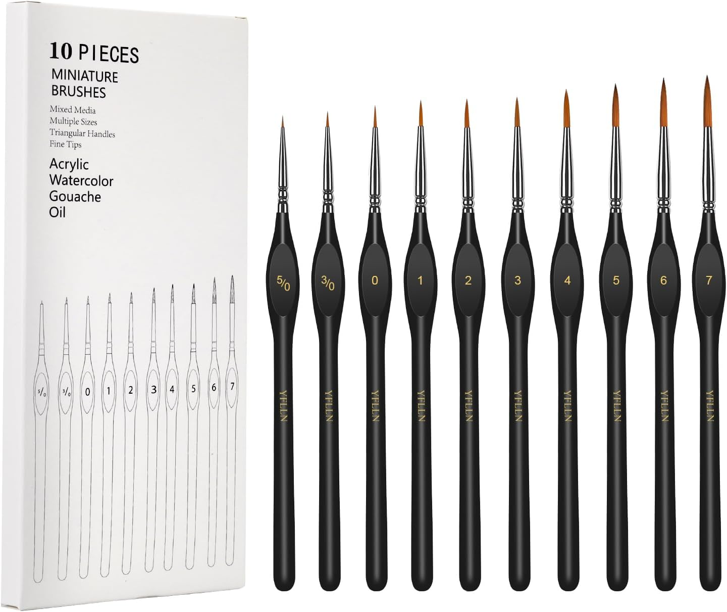 6Pcs Micro Paint Brushes Set with Triangular Handles - for Acrylics, Oils, Watercolors & Paint by Number, Citadel, Figurine, 40K，Mandala Painting(Black)