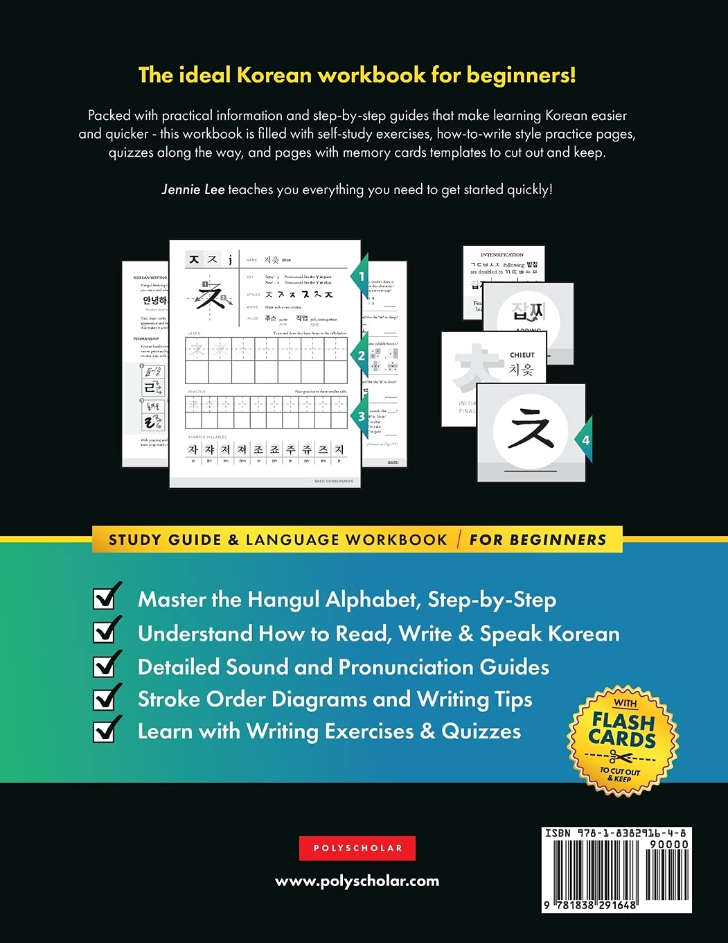 Learn Korean &ndash; the Language Workbook for Beginners: an Easy, Step-By-Step Study Book and Writing Practice Guide for Learning How to Read, Write, and ... the Hangul Alphabet (With Flashcard Pages): 1