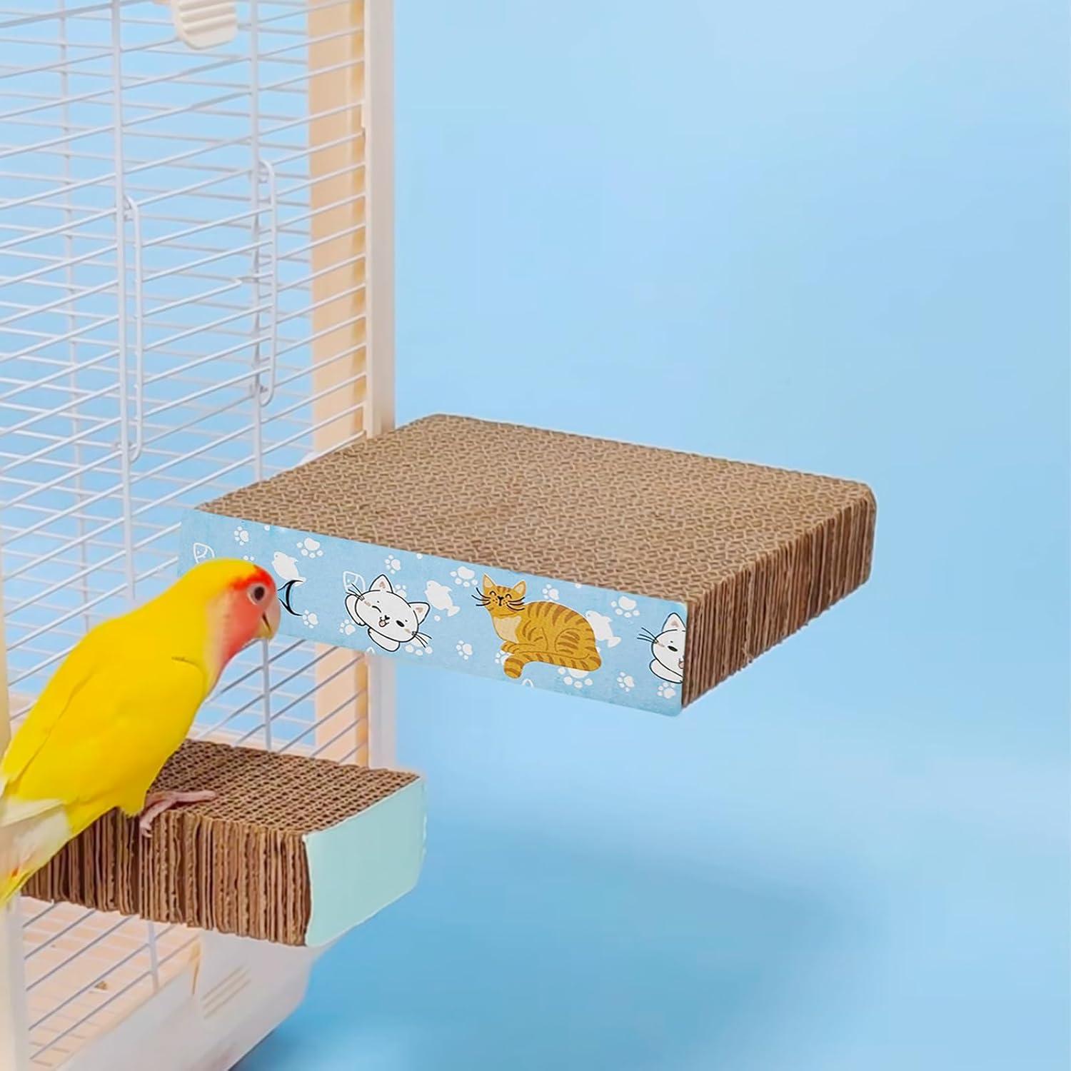 Allazone Bird Perch Stand, Parrot Toys Parrot Chew Toys, Parrot Cardboard Bird Chew Toys Shredder Foraging Toys for Parakeet Parrot, Cockatiel, Conure, Lovebirds, S image number 5