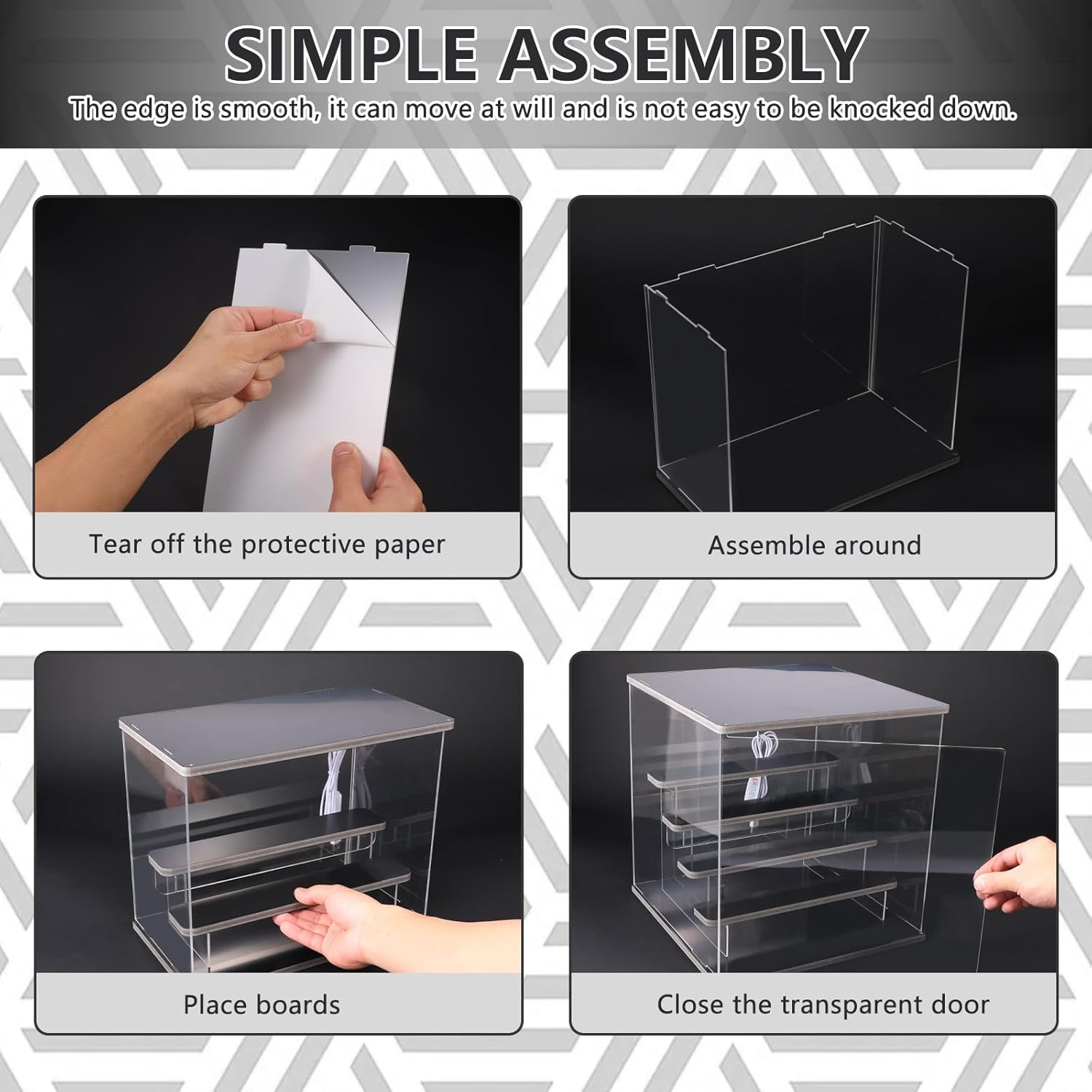 Clear Acrylic Display Case with LED Light for Collectibles, 3/5 Layers Display Box Stand Assembly Dustproof Protection Showcase for Collectibles Action Figures (Five Layer)