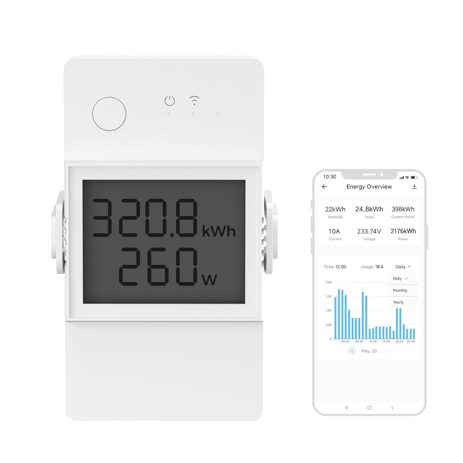 SONOFF POWR316D Elite Smart Switch with Power Meter, 16A Wifi, LCD Digital Energy Display, Overload Protection, Current Monitoring, Compatible with Alexa/Google Home image number 6