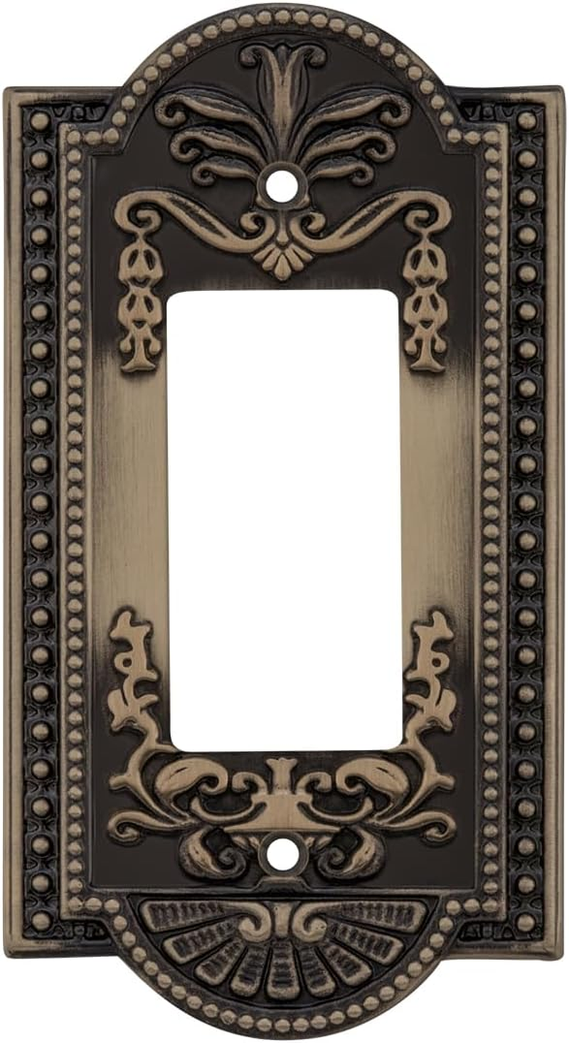 Nostalgic Warehouse 719713 Meadows Switch Plate with Single Rocker, Antique Brass