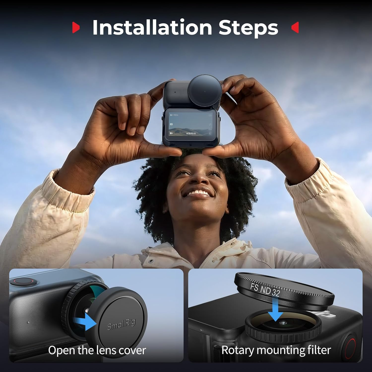 SMALLRIG Action Camera Filter Kit for DJI Osmo Nano, Includes CPL Polarizing Filter, ND16, ND32, and ND64 Filters - 5787 image number 4