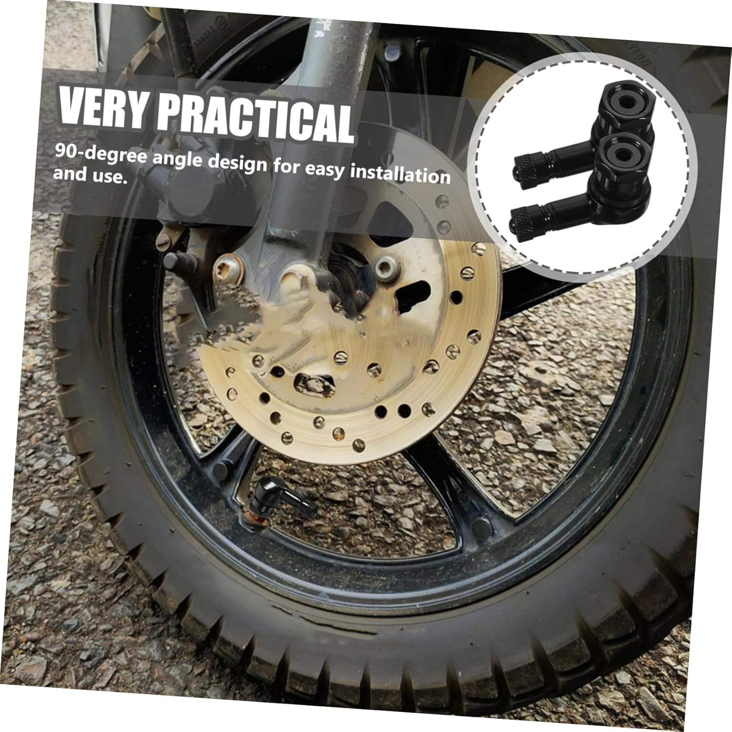 SHERCHPRY 90&deg; 11.3Mm Motorcycle Tyre Valve Stems 2Pcs Black Dirt Caps Replacement Valve Stem Covers for Motorbike Tire Air Pressure Protection Accessories image number 4