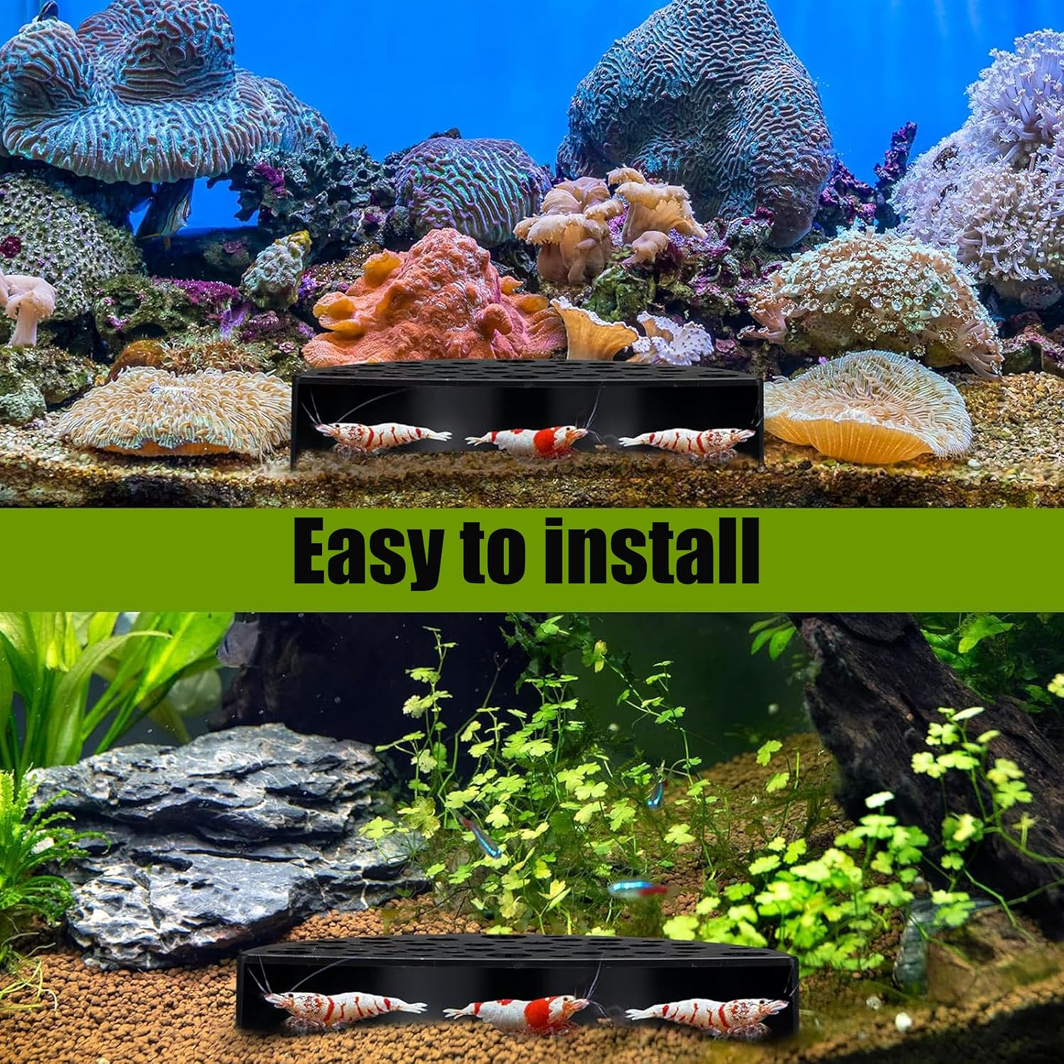 2 Pack Aqua Safe Shrimp Caves - 100% Safe Molting Hideouts for Shrimps & Nano Fish,Black Aquarium Breeding Caves for Shrimps Aquarium Fish Tank Decoration image number 5