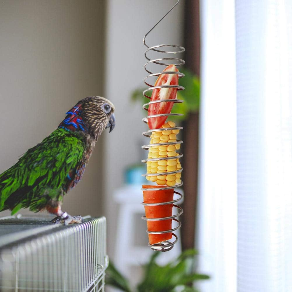 Parrot Food Fruits Basket, Stainless Steel Feeding Bird Cage Device Parrot Feeder Food Fruits Basket, Millet Sprays for Birds Fruit Vegetable Holder Bird Foraging Toy for Parakeet Cockatiel Conure image number 5