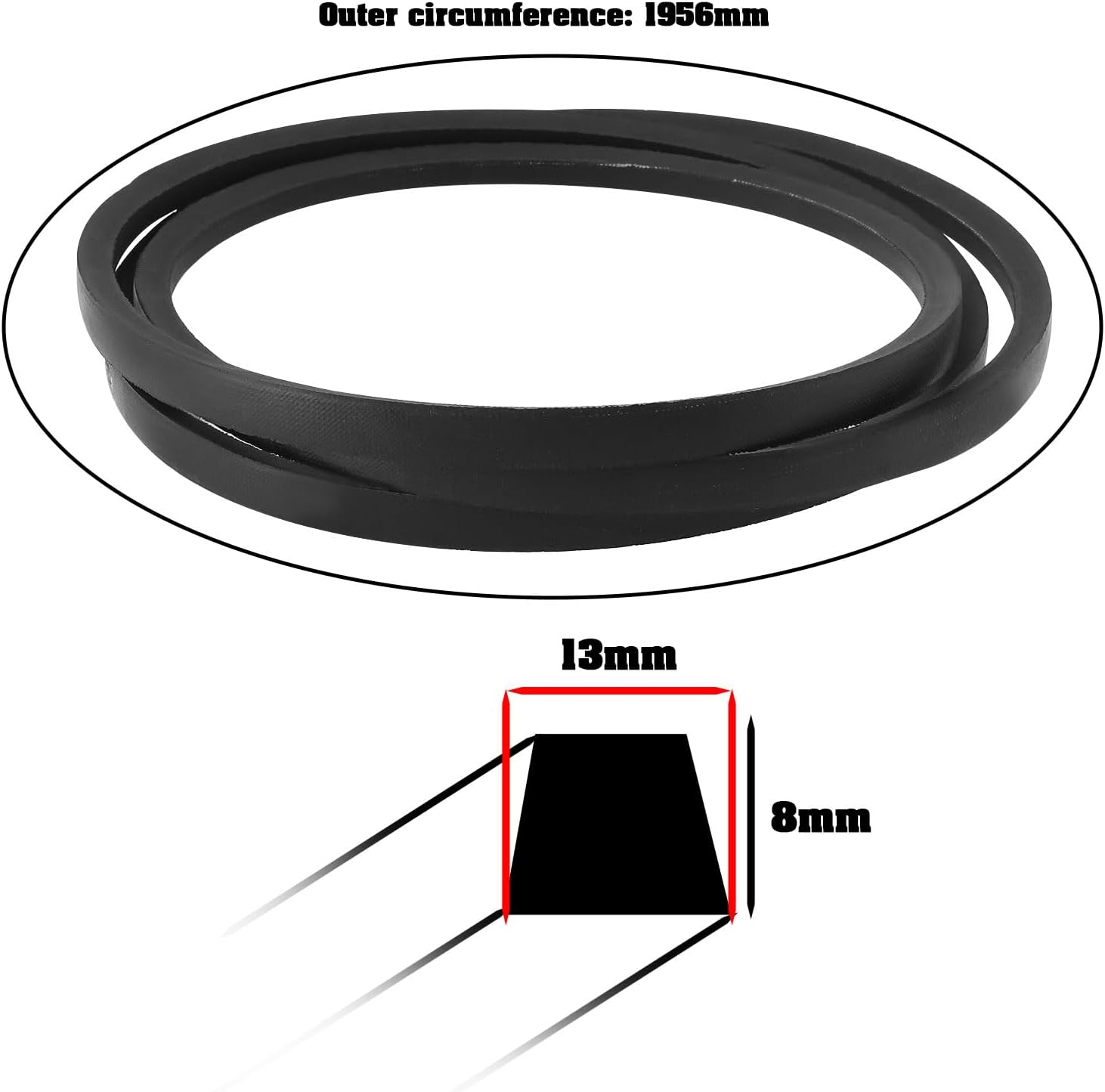 Emagtech 1 Pc Mower Deck Belt 135061504/0 Cutting Deck Drive Belt Replacement Compatible with Mountfield 1538M-SD Lawnmower Black image number 6