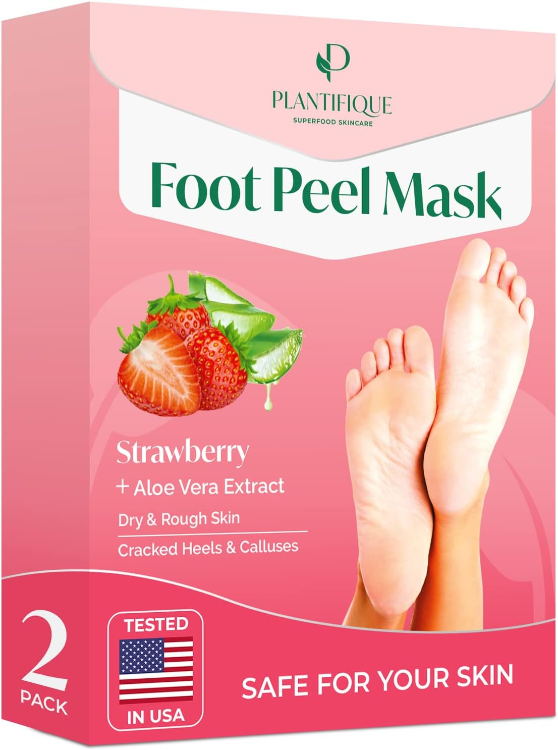 PLANTIFIQUE Foot Peeling Mask 4 Pack | Dermatologically Tested Repairs Heels & Removes Dry Dead Skin for Baby Soft Feet | Exfoliating Foot Peel Mask for Dry Cracked Feet