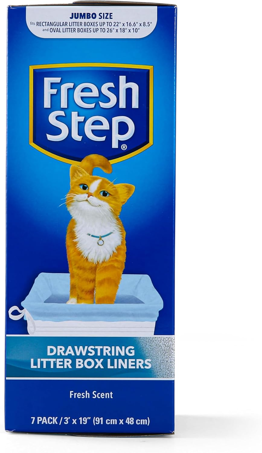 Fresh Step Drawstring Cat Litter Box Liners, Scented, Jumbo Size, 36" X 19" - 7 Count | Kitty Litter Bags, Cat Litter Liners for All Cats to Keep Your Home Clean image number 2