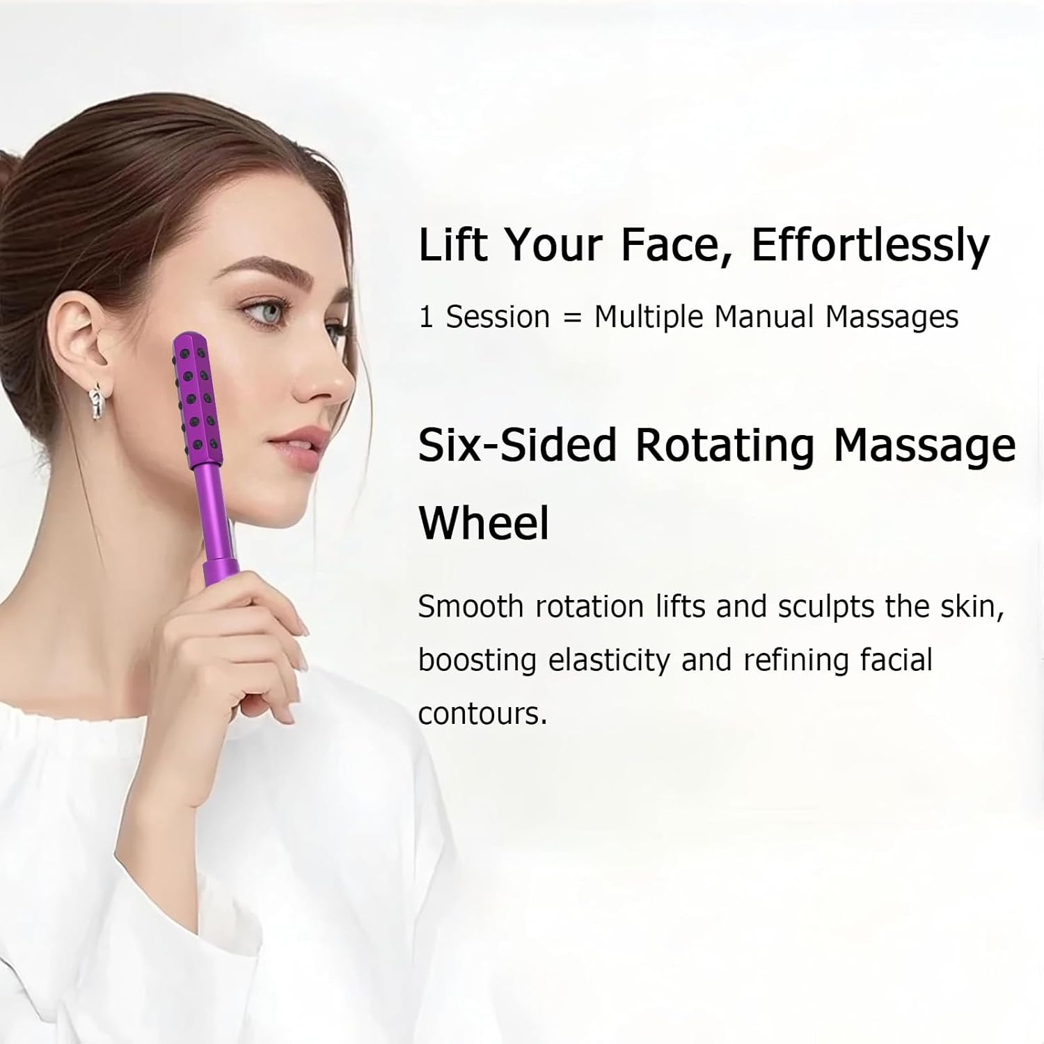 Elarique Face Roller, Germanium Stone Uplifting, Portable Beauty Roller Tool for up Lifting, De-Puffing, Anti-Aging and Skin Care with Cooling & Sculpting for Women Men (Purple) image number 5