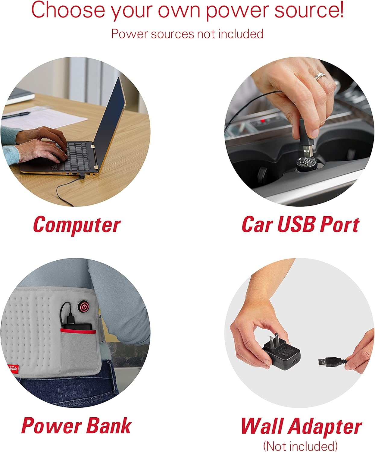 Sunbeam Goheat USB Powered Heating Pad, Gray image number 1