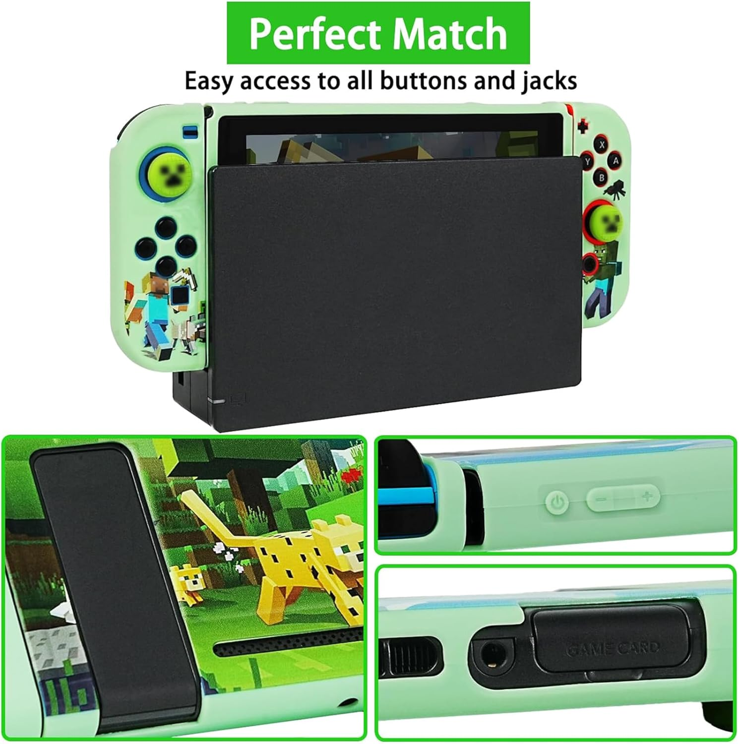 Tikodirect Carrying Case Accessories for Switch,Portable Travel Case with Soft Protective Case, Screen Protectors and Thumb Grip Caps, Green image number 3