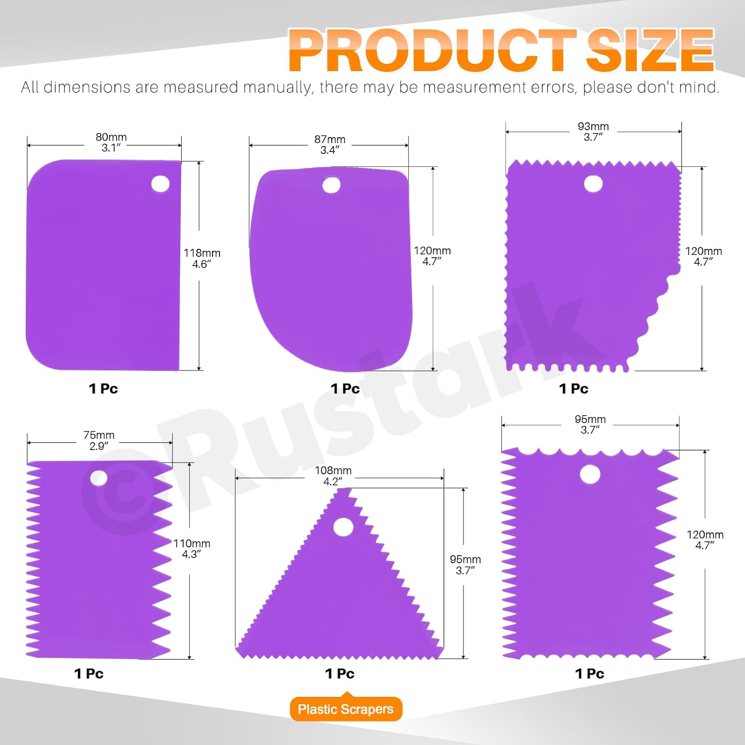 Rustark 21Pcs Purple Palette Knife Paint Scraper Set Includes 5Pcs Stainless Steel Palette Knives with 6Pcs Plastic Scrapers 10Pcs Hair and Bristle Brush Spatula Drawing Tool for Art Craft Painting - Purple image number 6