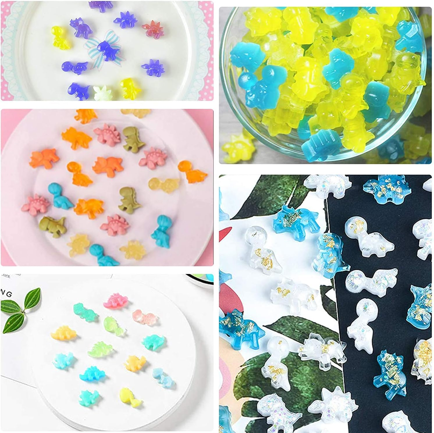 Mini 48 Dinosaur Silicone Gummy Chocolate Baking Mold with Dropper Ice Cube Tray Candy Sweet Jelly Mould Cake Cupcake Topper Decor Molds DIY Tool (Pink) image number 3