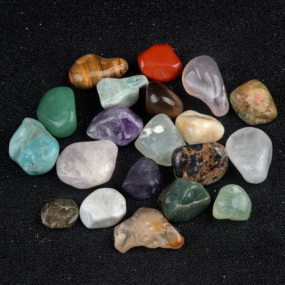 20Pcs/Set Mini Natural Stones Gift Box,Natural Stone Ornaments for Science Education Healing Crystal Tumbled Rough Stone Chakra Raw Stone Meditation Reiki Collection image number 3