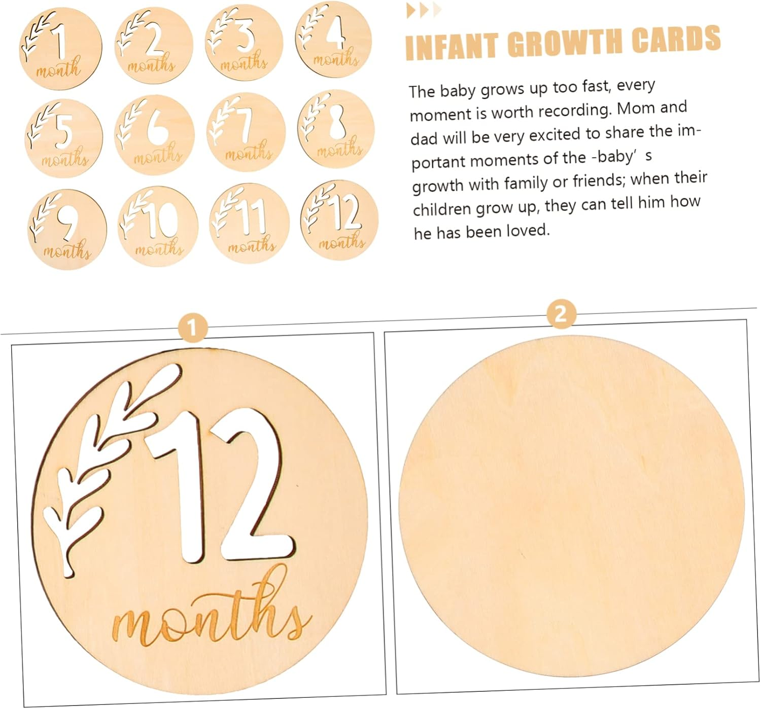 12Pcs Hollowed Monthly Milestone Blocks Growth Commemorative Cards Photography Props for Newborns First Year Memory Recording image number 5