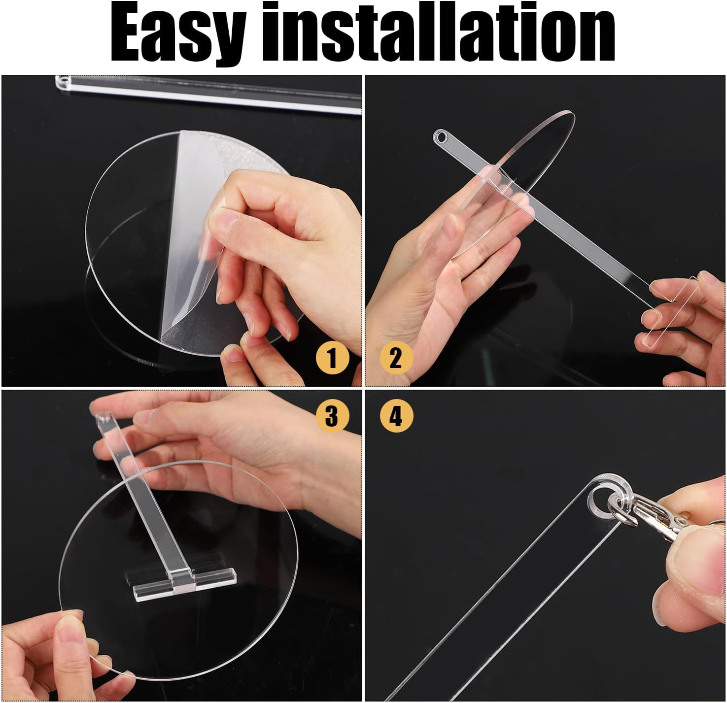 NQEUEPN Large Wrist Yarn Holder, Acrylic Yarn Holder with Wrist Strap Portable Yarn Organizer Yarn Holder Spinner for Craft Lovers Knitting, Prevent Tangling, M, Transparent, Black image number 3