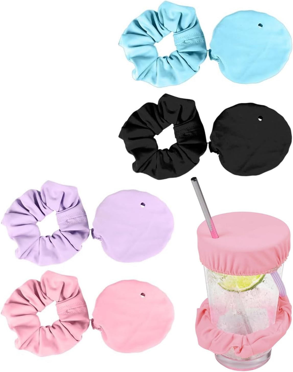 JUKOTA 4Pz Headband Drink Cover, Drinking Covers for Alcohol Protection, Reusable Cup Cover with Straw Hole, Drink Spiking Prevention, Anti-Drug Glass Protection, Drink Protection for Women