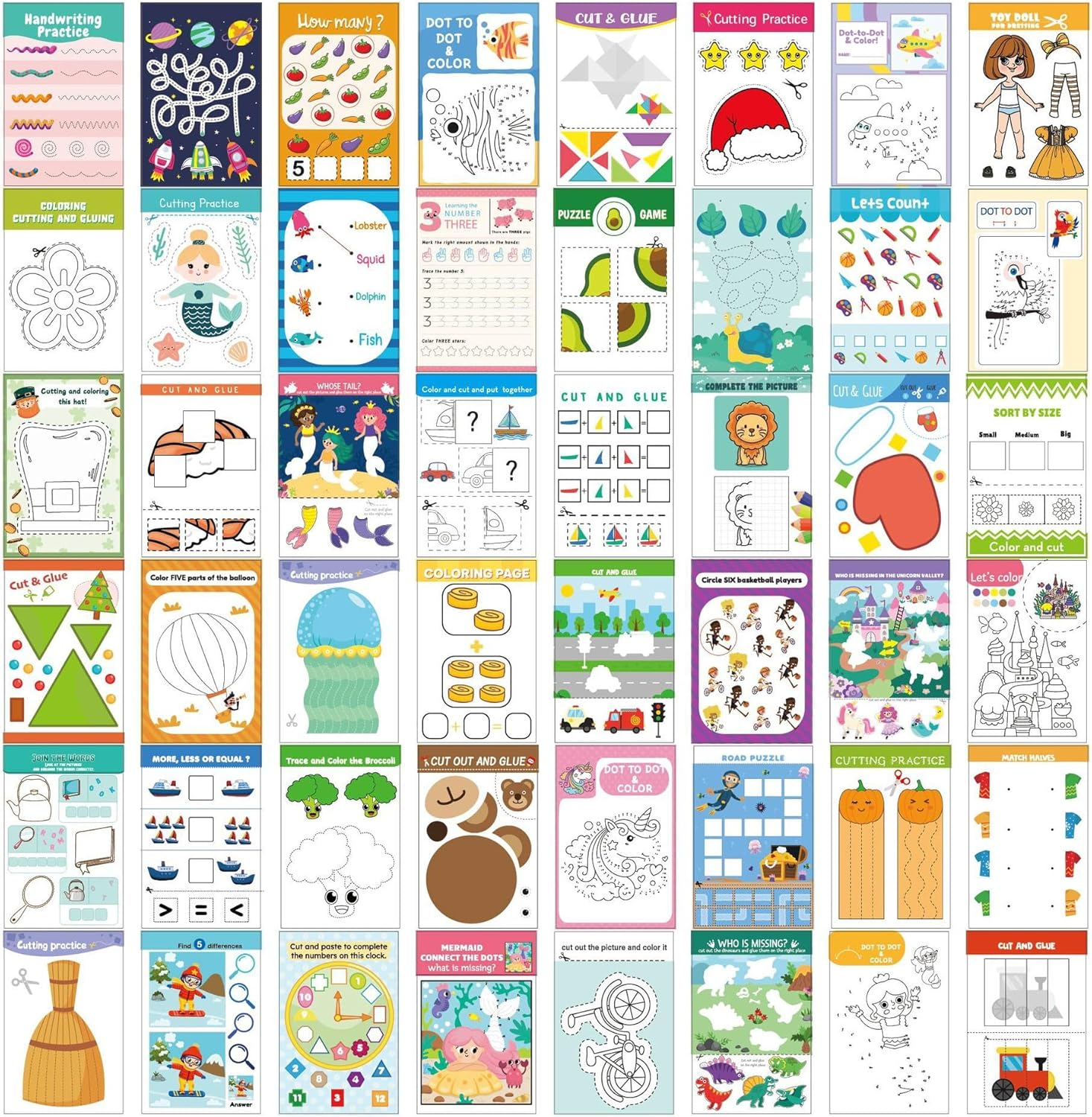 EUV Toddler Scissor Skills Activity Book for Kids a Cutting Practice Preschool Workbook Safety Scissors,Learn to Cut Lines, Shapes, Fruits, Animals,Birthday Gifts for Boys & Girls image number 2