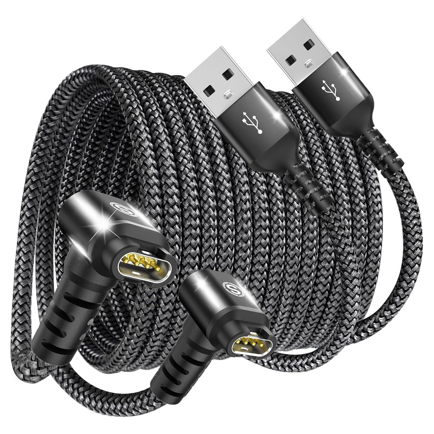 Garmin Watch Charger Cable Right Angle [2-Pack,1.2M] Compatible with Garmin Fenix 7 7S 7X 6 6S 6X 5 5S 5X plus Pro,Forerunner 955 965 45 45S 245,Instinct,Approach S62,Vivoactive 4 4S,Venu,Epix,Quatix