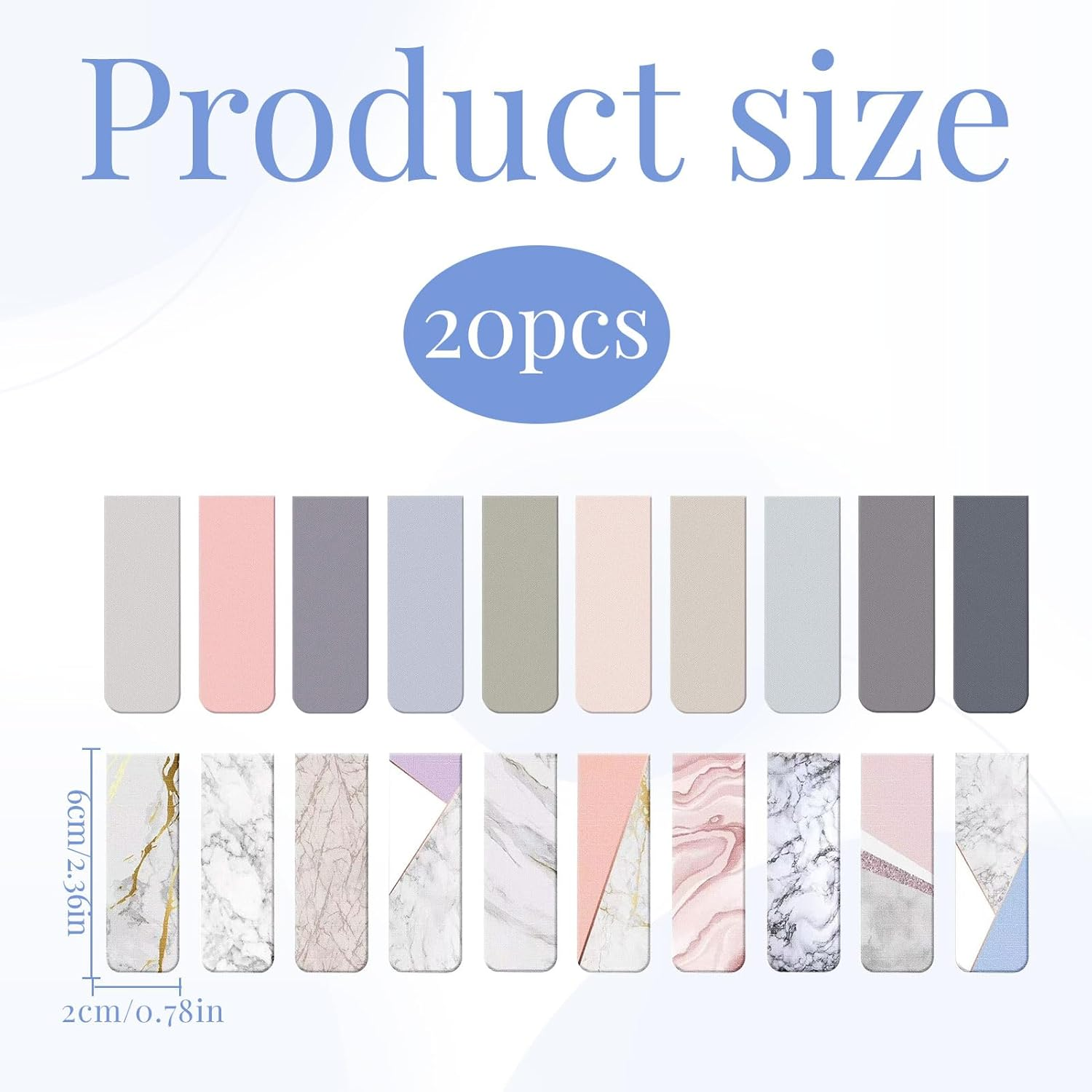 Magnetic Bookmarks, 20Pcs Magnetic Bookmark, Magnet Page Markers, 10Pcs Morandi Color and 10Pcs Advanced Marble Texture Magnetic Bookmarks for Teachers, Students, Book Lovers, Office image number 1