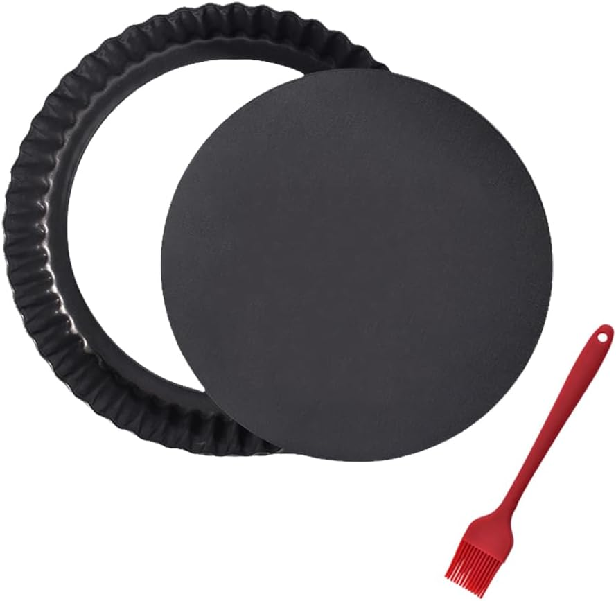 9 Inch Pan with Removable Bottom, Egg Tart and Milk Egg Cakes Pan, Pie Pan for Baking, Non Stick Carbon Steel Milk Egg Cakes Pan for Making Pies, Mousse Cakes, Fruits and Desserts image number 3