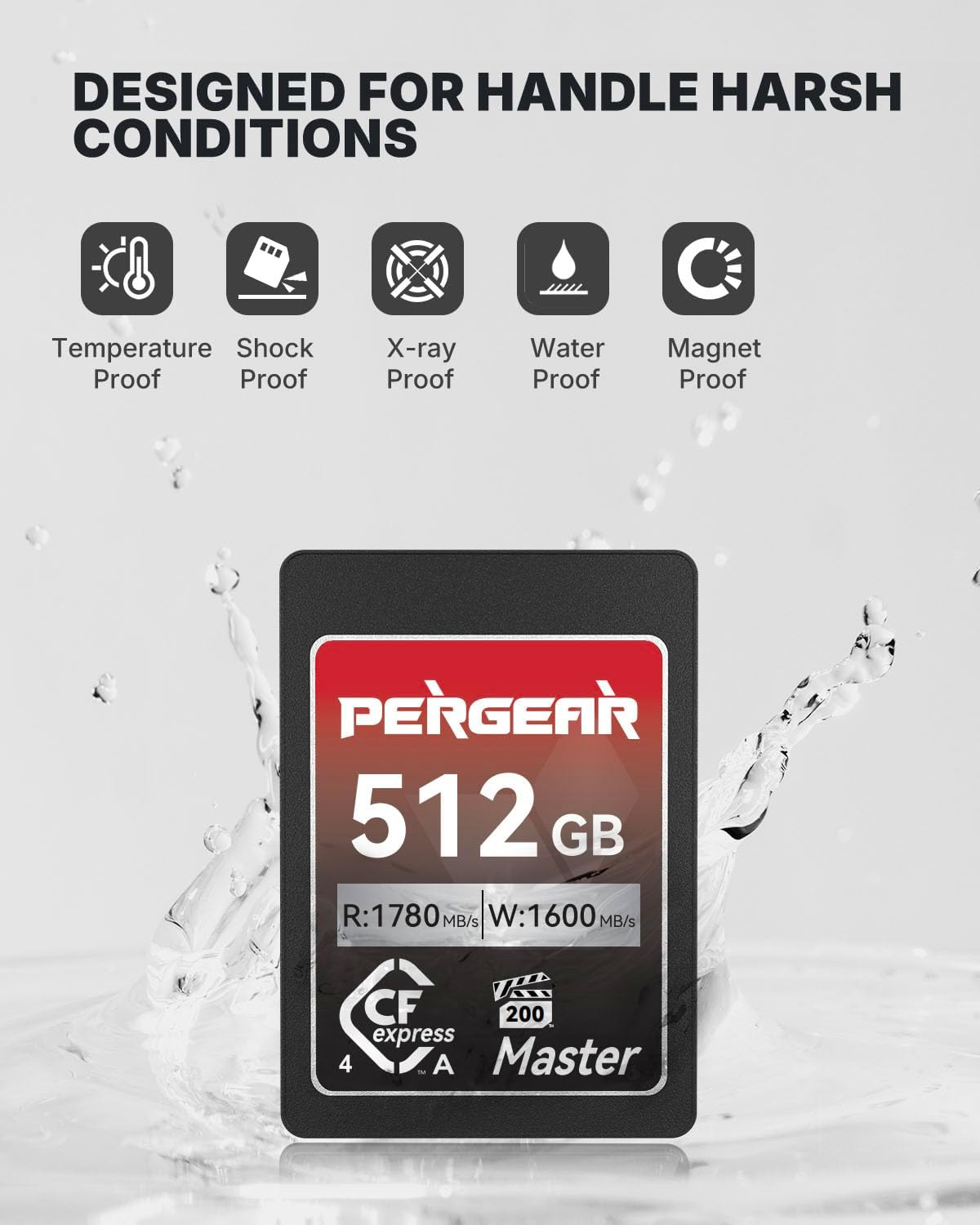 Pergear 512GB Cfexpress 4.0 Type a Memory Card, up To1780Mb/S Read Speed & 1600Mb/S Write Speed for 4K 120P,8K 30P for Sony Alpha Sony FX Cameras, 2 Pack image number 2