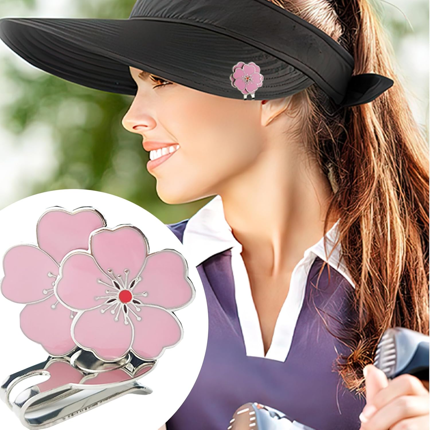 ENERKEEN Flower Golf Ball Marker with Golf Hat Clip for Your Friend Magnetic Golf Ball Markers Golf Gifts for Women Golf Marker Magnet image number 6