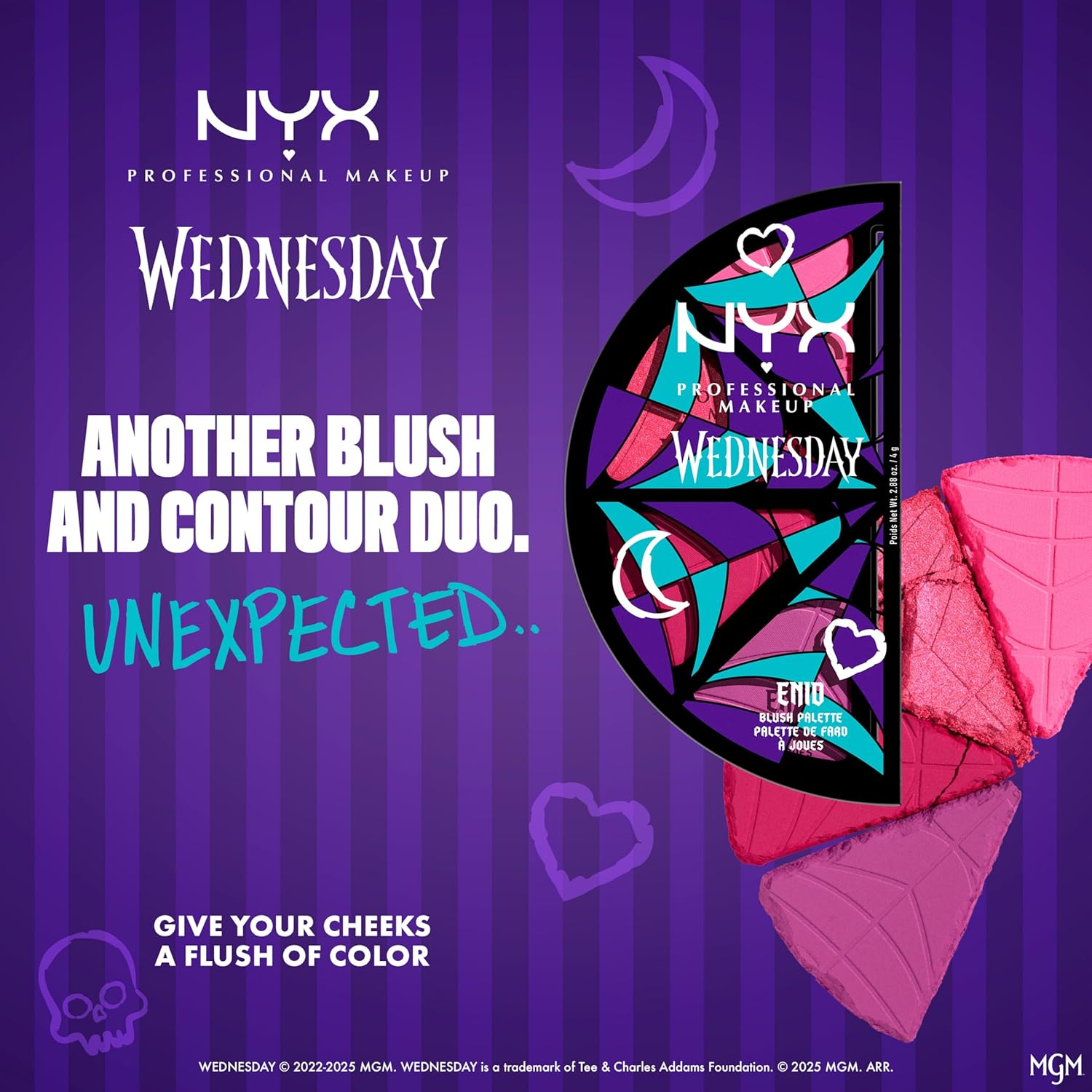 NYX Professional Makeup Wednesday Stained Glass Blush Palette, Makeup Palette with 4 Versatile, Intensely Pigmented Blush Shades image number 3