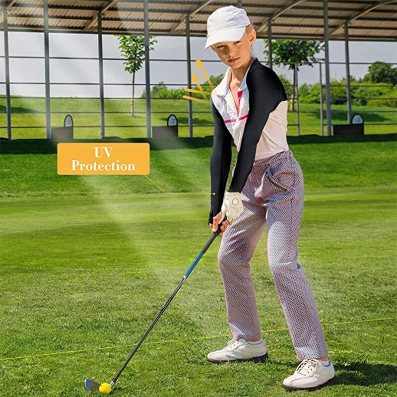 AIMALL UV Sun Protection Arm Cooling Shawl Sleeves with Finger Hole for Women Outdoor, Breathable Nylon, Summer Outdoor Wear, 15-Inch Shoulder Width, 22-Inch Length, Perfect for Sports & Travel image number 2