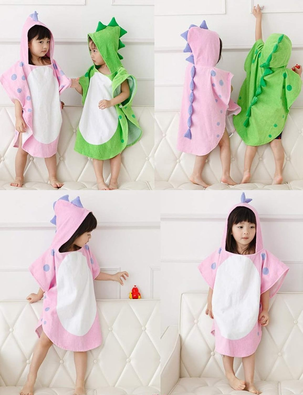 Letuwj Children Hooded Beach Bath Towel Robe 100% Cotton Dinosaur Pattern Swimming Surfing Poncho Sport Robe image number 3