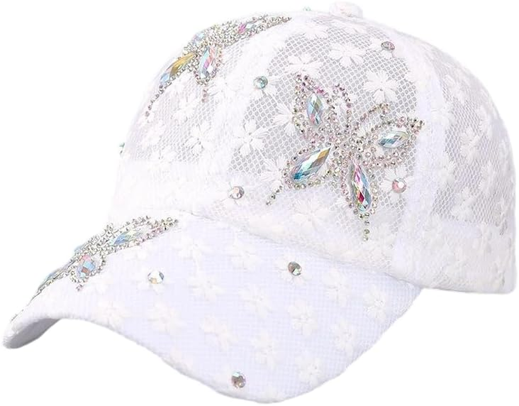 Women'S Bling Rhinestone Butterfly Baseball Cap Adjustable Hip Hop Hat Outdoor Casual Trendy Sun Hat image number 2