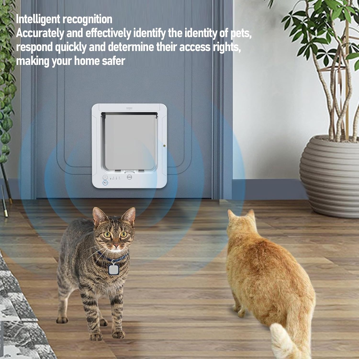Focket Smart Cat Door for Interior and Exterior, Automatic Sensing Microchip Pet Door with 2 Collar Sensor and RFID Collar Sensor Activated Opening, Cat Flap for Door and Wall image number 4