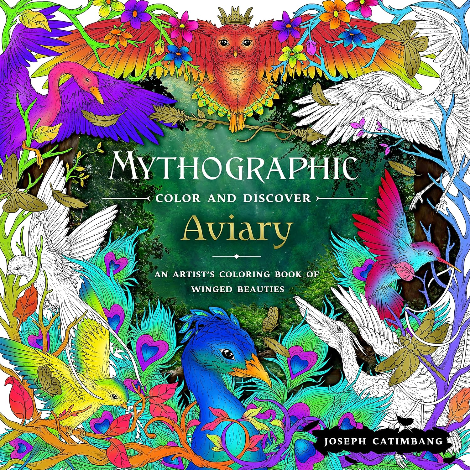 Mythographic Color and Discover: Aviary: an Artist'S Coloring Book of Winged Beauties image number 3