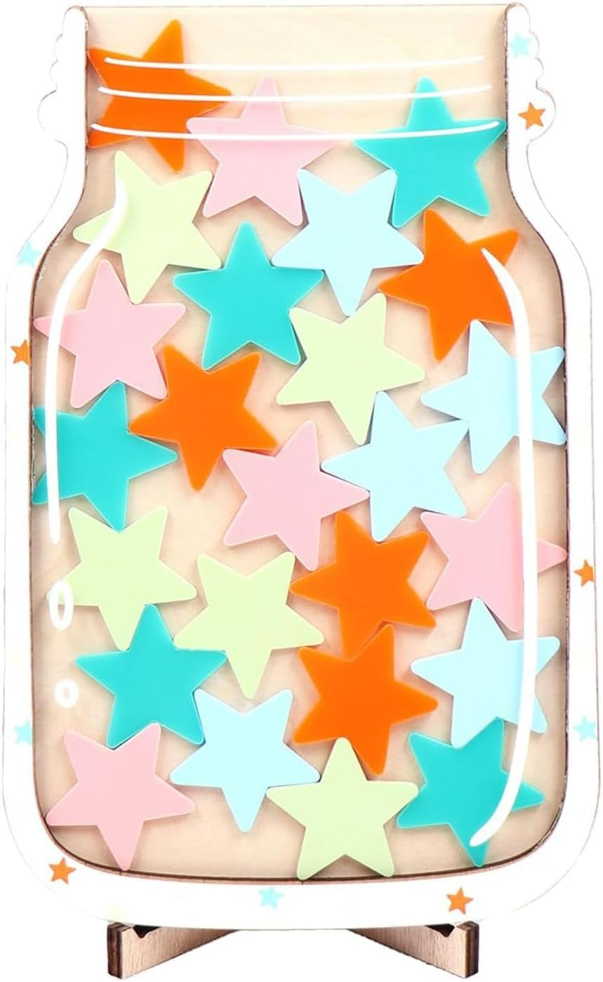 Reward Jar with Stars, Incentive Jar for Behavior, Star Collect Jar Reward System for Classroom, Teacher & Parent Use image number 3