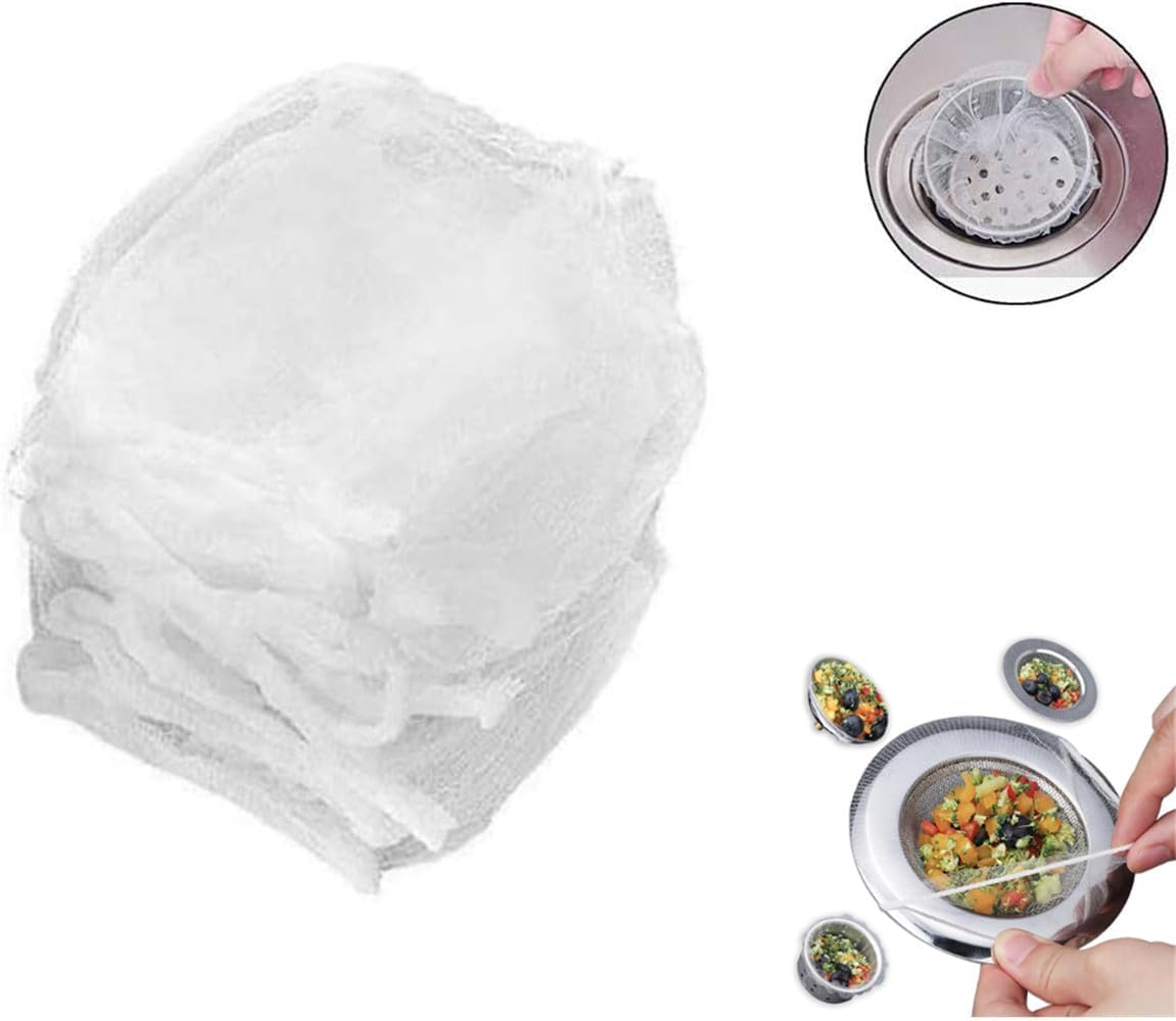 Kitchen Sink Strainer Mesh Bag-100 PCS Mesh Sink Drain Strainer Bags,Elastic Anti-Clogging Sink Filter for Sink Drain Strainer Collecting Kitchen Waste Garbage Leftover Food image number 2