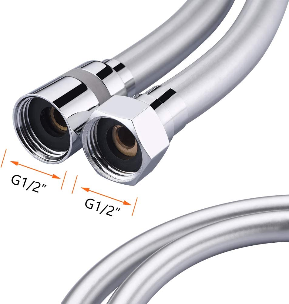 GRIFEMA COMPLENTOS-G852 Shower Hose, Corrosion Protection and Twist-Proof with Anti-Kink Protection in PVC Look (150 Cm) Extremely Flexible Shower Hose, Silver image number 2