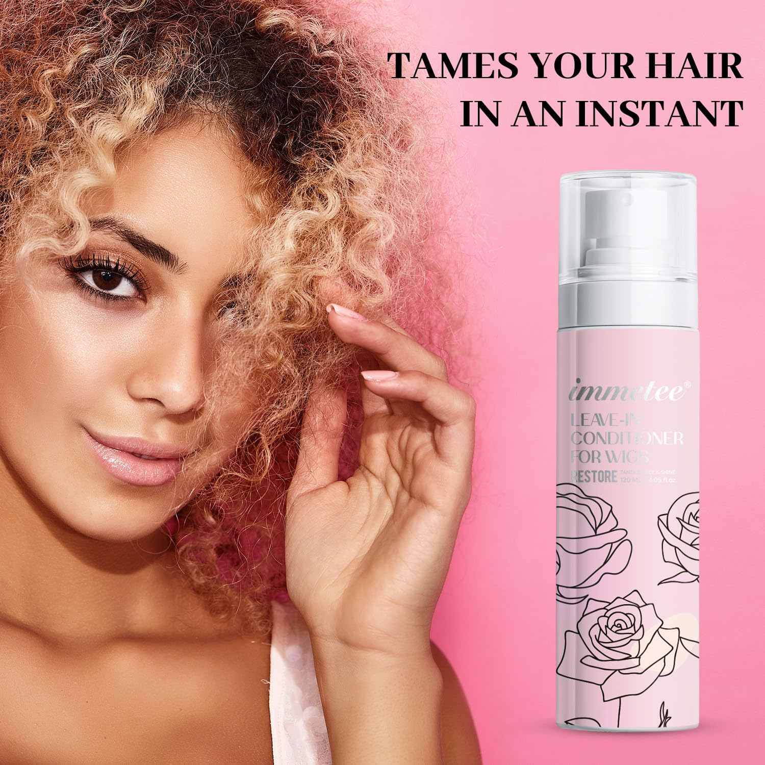 Immetee Synthetic Wig Leave-In Conditioning Spray,Wig Moisturing & Hydrating,Natural Synthetic Hair Wigs 120Ml/4.05Fl. Oz.