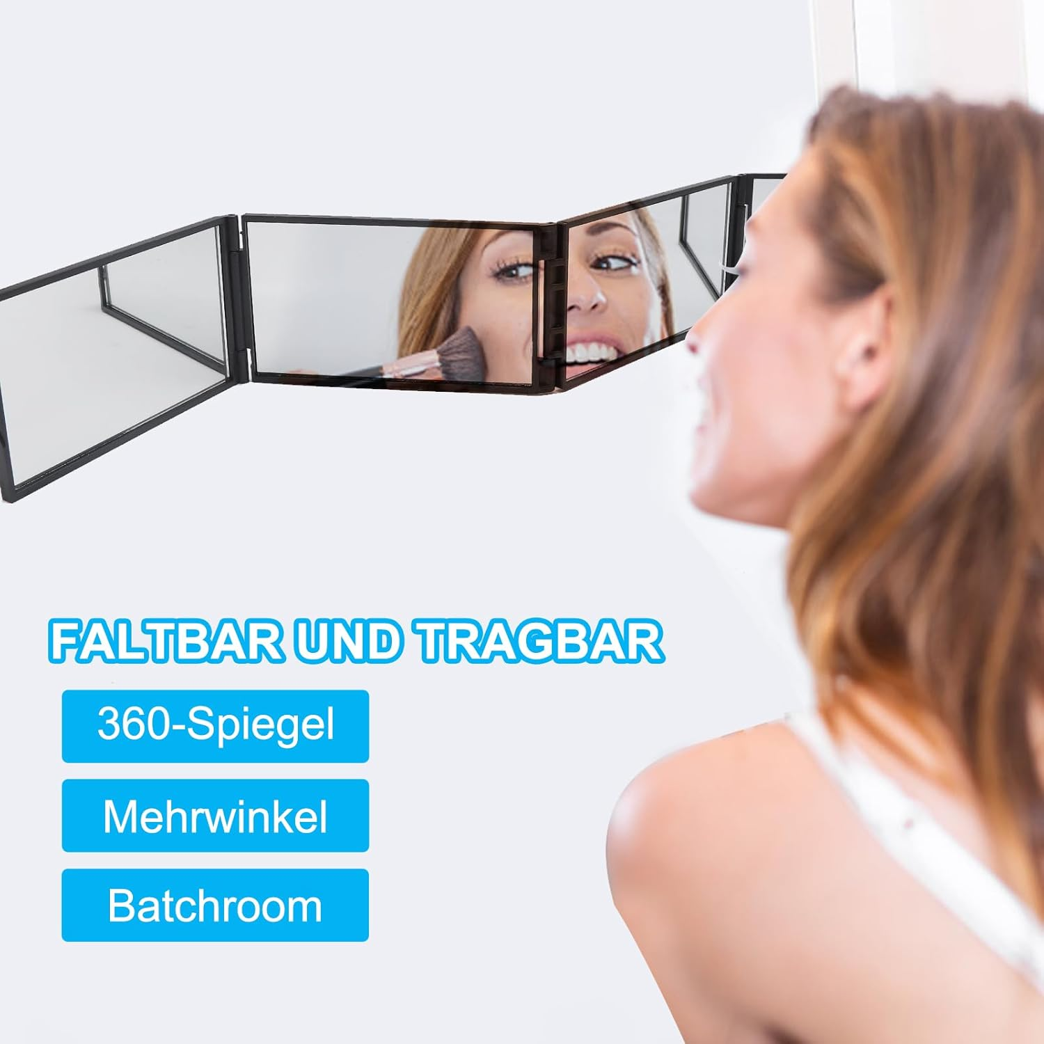 360 Degree Mirror, 4-Way Mirror, Cosmetic Mirror, Small Travel Mirror, Folding Hand Mirror, High Resolution, Deformation-Free Pocket Mirror, for Make-Up, Hair Self Cutting image number 5