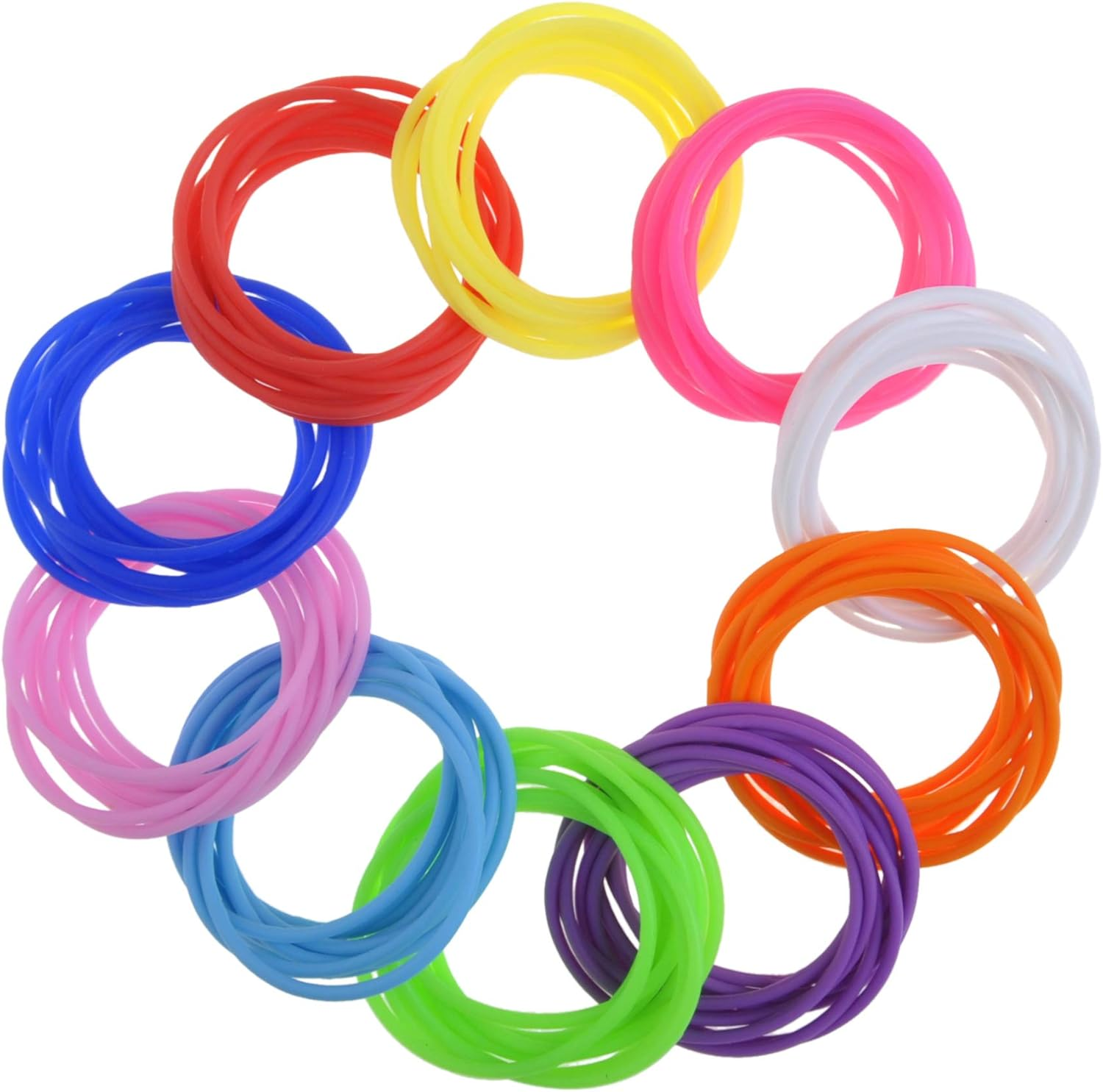100 Pcs Jelly Bracelets for Youth, 80S Rubber Wristbands, Thin Silicone Bangles - Assorted image number 1