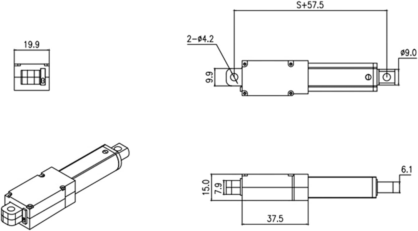 Nutriess High Speed Electric Linear Actuator 50Mm Stroke DC 12V Low Noise Internal Limit Switch Mini Motion for Automotive Industrial 30Mm/S 20N (Stroke 50Mm-4Mm/S-150N) image number 1