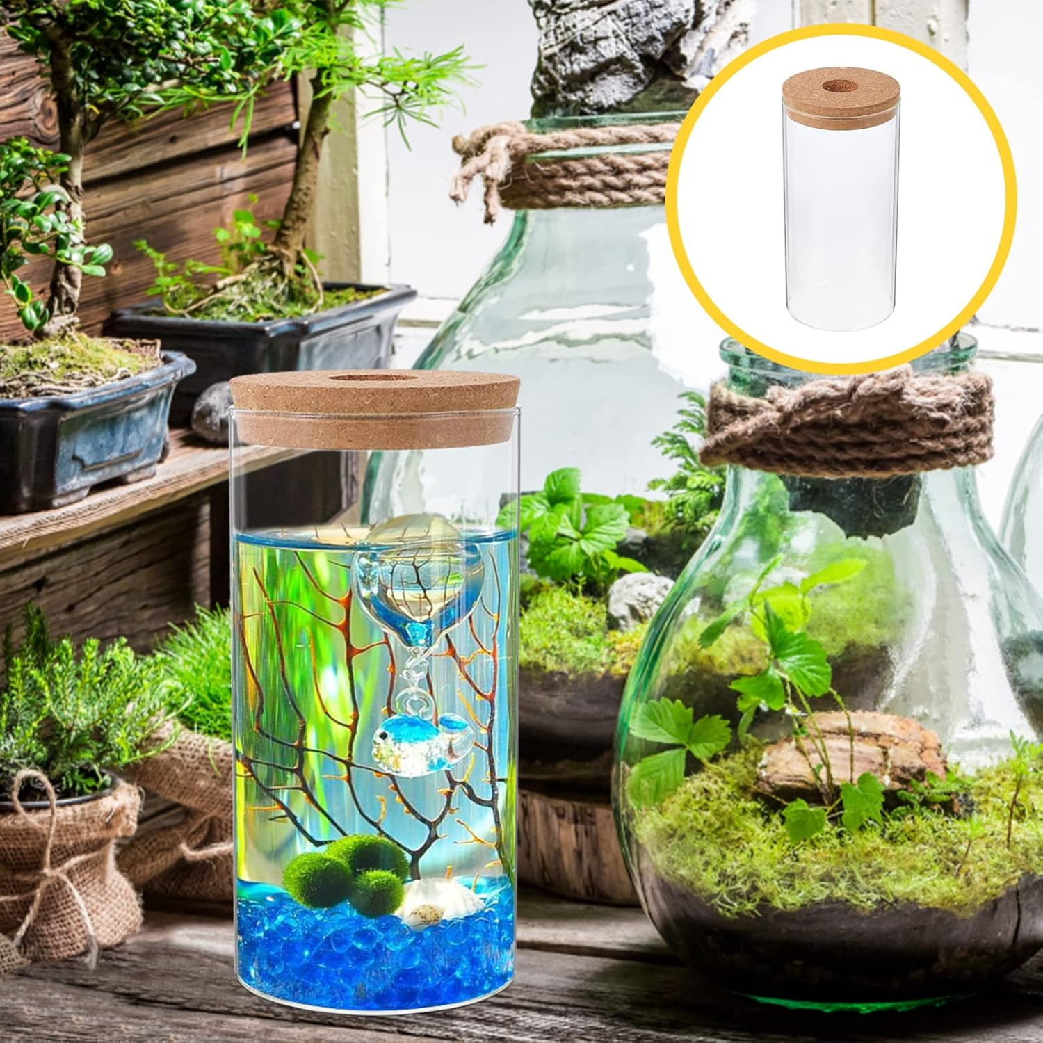 Mipcase Glass Moss Plant Bottle Decorative Micro Landscaping Container for Home Elegant Plant Pot image number 1
