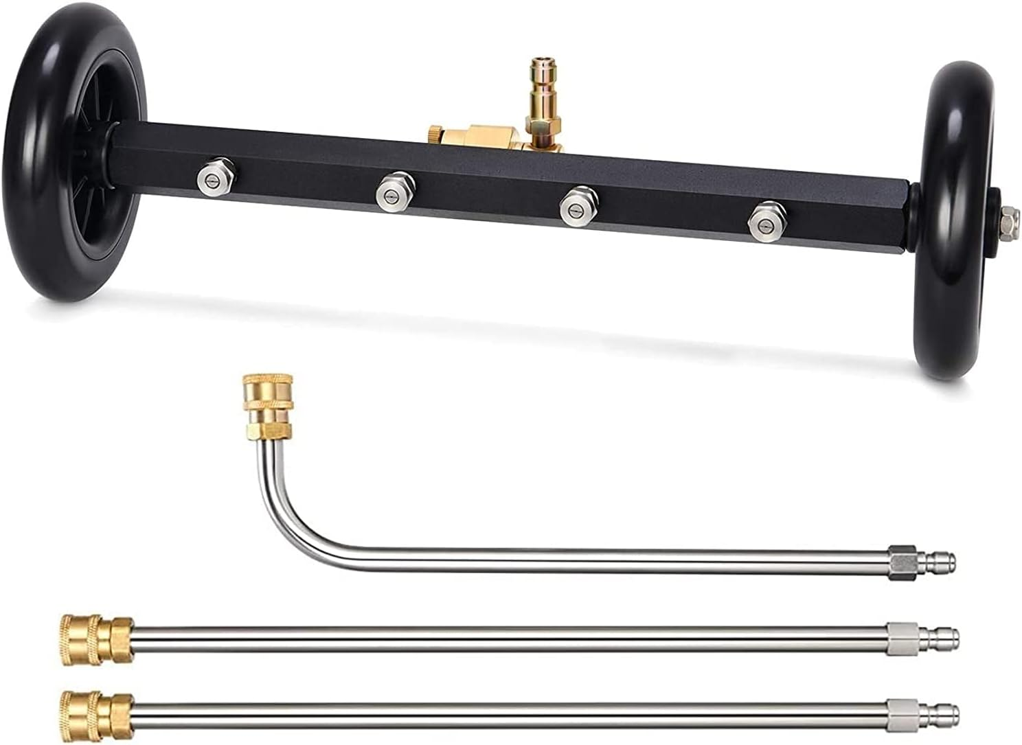 Yotsuba 16" Hydraulic Undercarriage Cleaner, 4000 PSI Pressure Washer Attachment, with Extension Wands & 90&deg; Curved Wand, for Truck, SUV, RV, Trailer, Car Underbody Wash