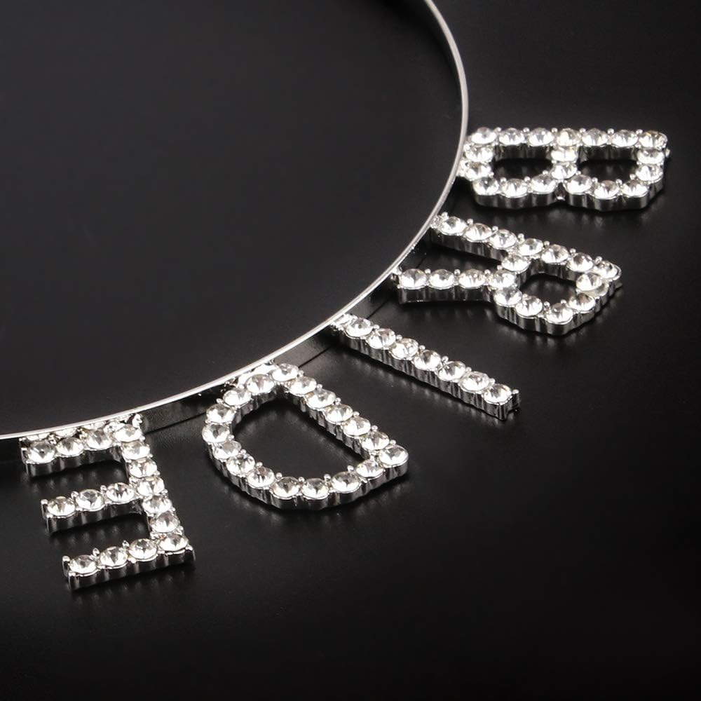 DIELOVEHUA Bride Headband, Bride to Be Headband, Women Silver Bridal Headband, Women'S Elegant Headband, Bridal Rhinestone Hair Accessories, for Birthday, Hen Party, Wedding image number 3