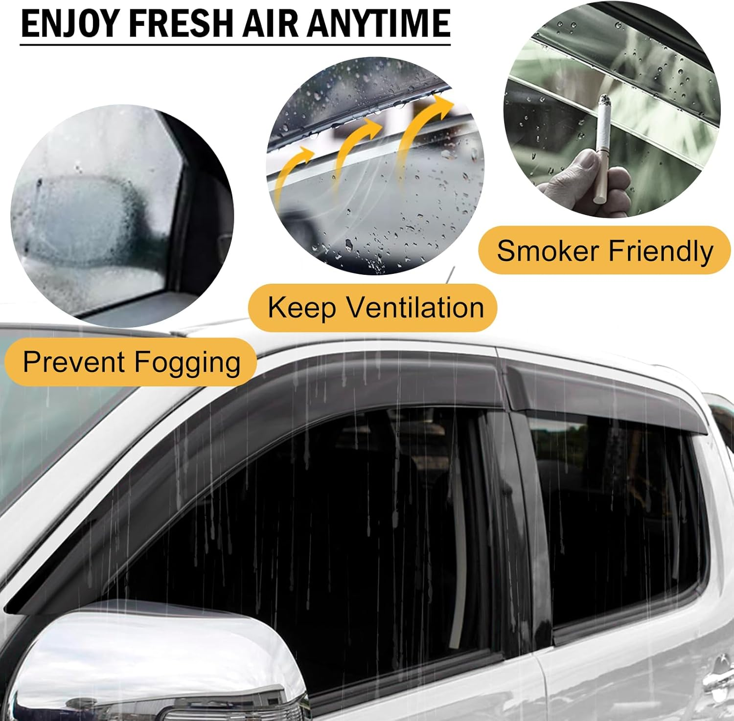 SUERAUTO4X4 for Toyota Hilux Rogue GR Sport Workmate Accessories N80 2015-2025 Dual Cab Weathershields Weather Shield Gurad Wind Deflectors Window Visor Injection Tinted Black, 4PCS image number 3